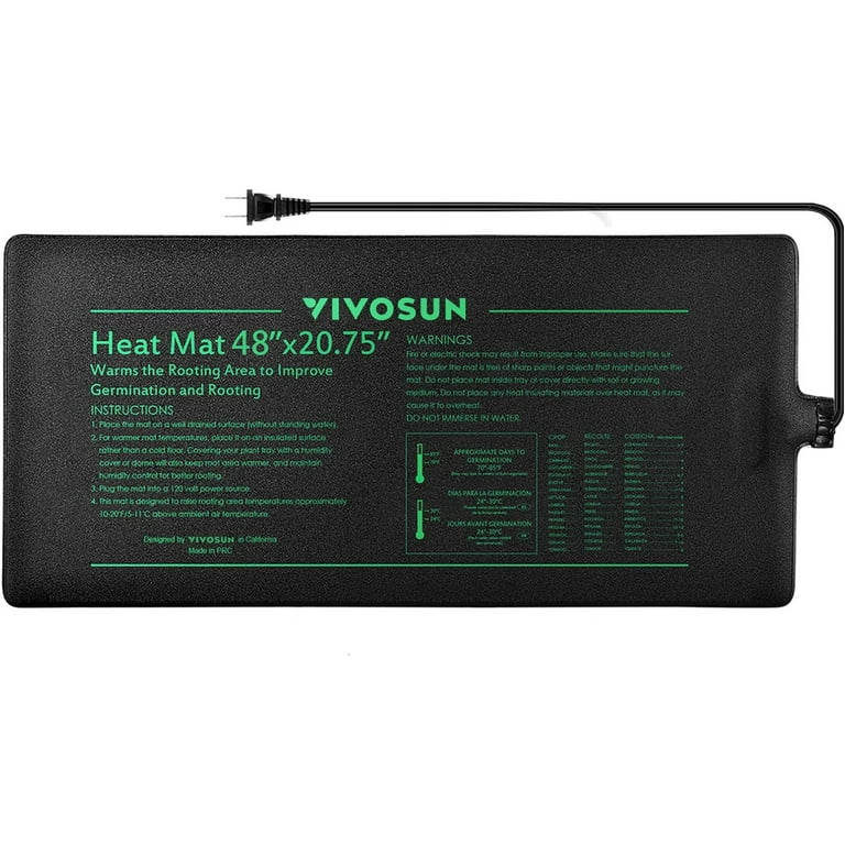 VIVOSUN 10x20.75 Seedling Heat Mat and Digital Thermostat Combo Set MET  Standard 