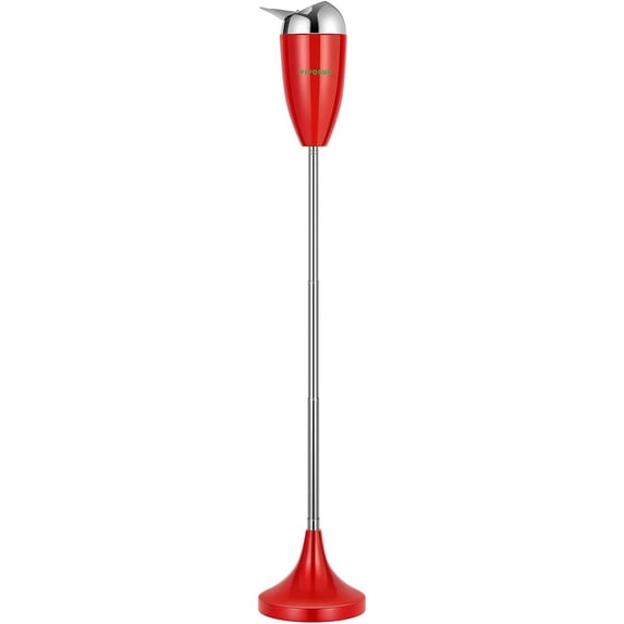 VIVOSUN Floor Standing Ash Tray, Outdoor Ashtray with Stainless Steel Lid, Adjustable Height from 21.5" to 35" for Home, Patio, Red