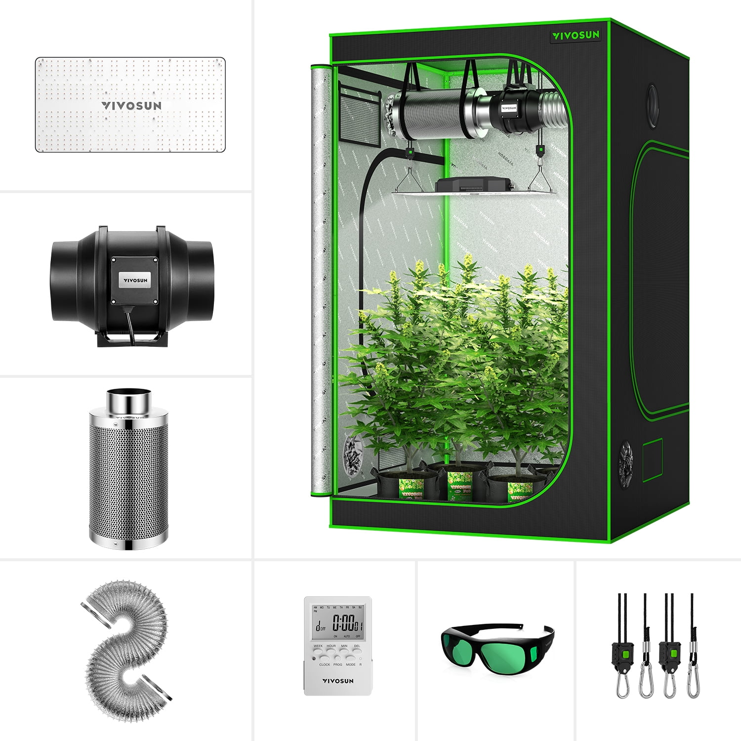 VIVOSUN GIY 4 x 4 ft. Basic Grow Tent Kit with VS2000 LED Grow Light