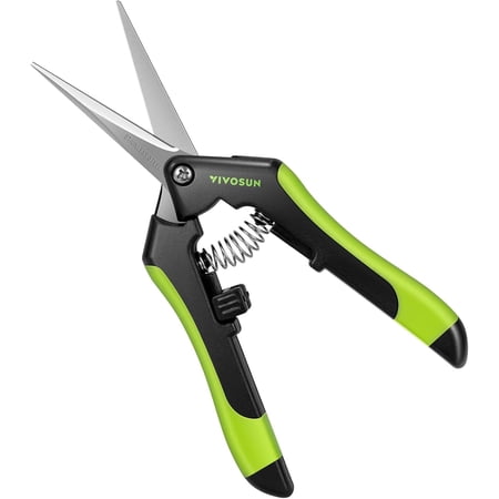VIVOSUN Gardening Scissors 6.5 Inch Hand Pruner Pruning Shear with Straight Stainless Steel Blades, Black and Green