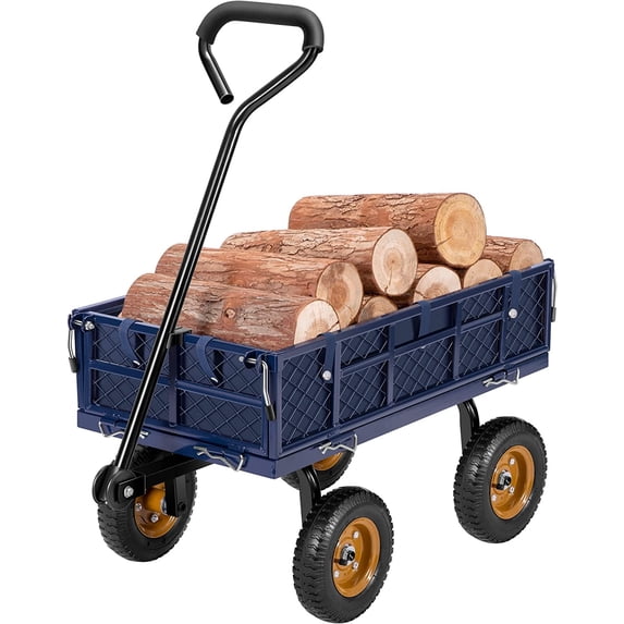 VIVOSUN Heavy-Duty Mesh Steel Garden Cart, 400 lbs Capacity, Steel Utility Garden Wagon with Removable Sides, 8" Pneumatic Tires