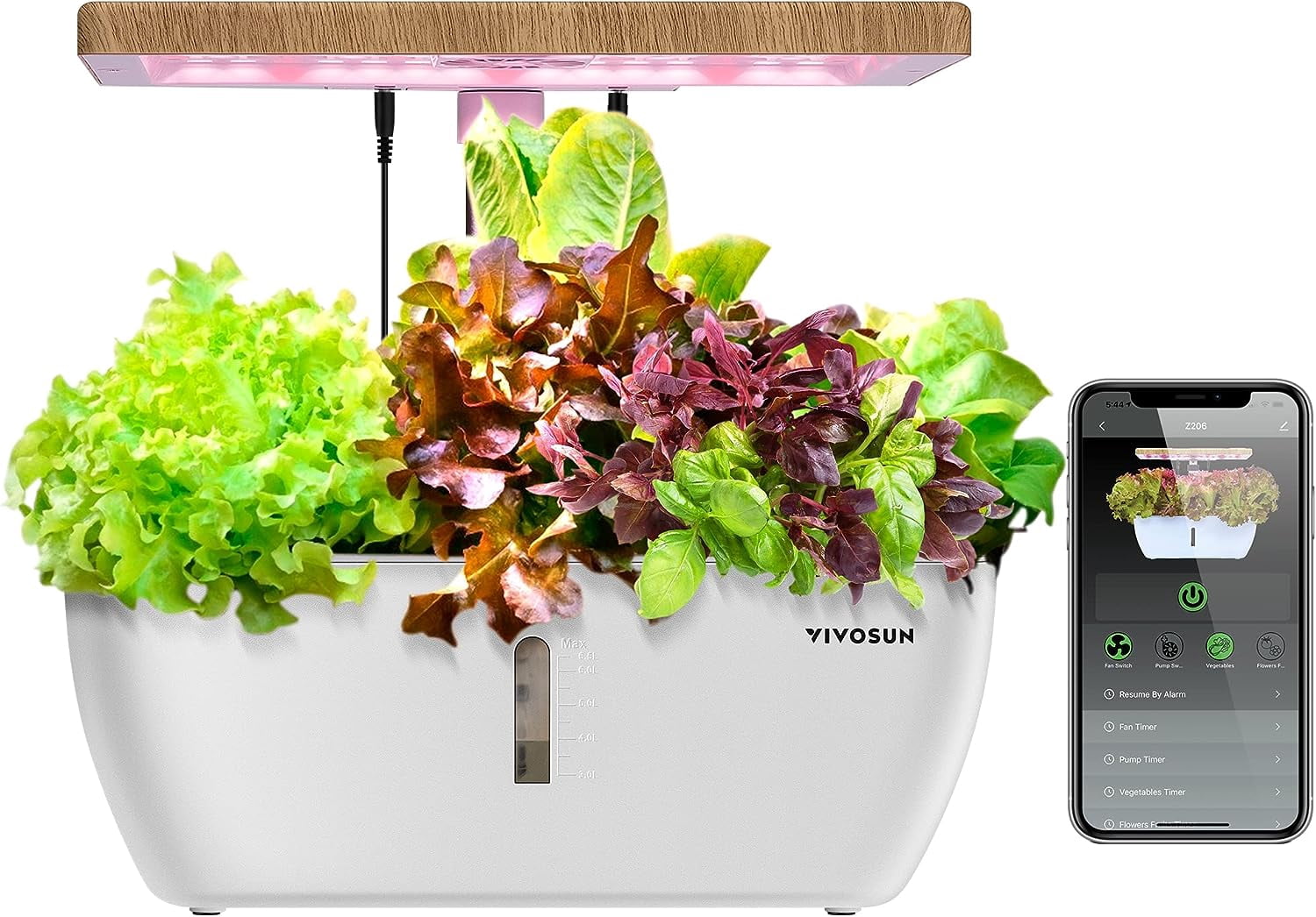 VIVOSUN Hydroponics Growing System, Herb Garden with Spectrum LED Light, Circulating Water Pump and Wireless Control for Indoor Germination and Planting