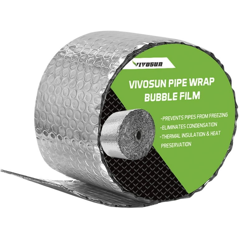 VIVOSUN Double Bubble Reflective Foil Insulation, 6 inch x 25 Ft Insulated  Pipe Wrap, 10mm Size Bubble Film, Pipe Insulation Wrap Duct wrap for