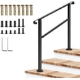 thumbnail image 1 of VIVOSUN Outdoor Handrail, 3 Step Stair Handrail, 40" x 36" Fits 1 to 3 Steps, Wrought Mattle Iron Stair Railing with Curved Ends for Concrete Steps, Porch Steps, One-Step Assembly, Black, 1 of 8