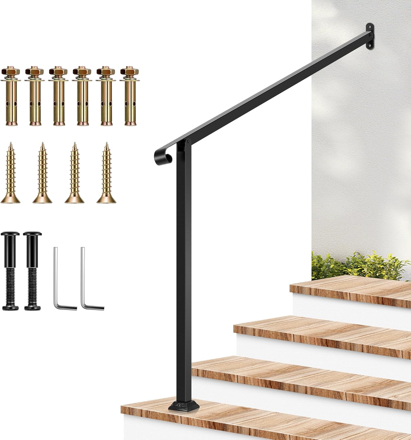 VIVOSUN Outdoor Handrail, 4 Step Stair Handrail, 47.5