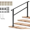 thumbnail image 1 of VIVOSUN Outdoor Handrail, 54" x 36" Fits 1-4 Steps, Wrought Iron Stair Railing with Curved Ends, One-Step Assembly, Black, 1 of 8