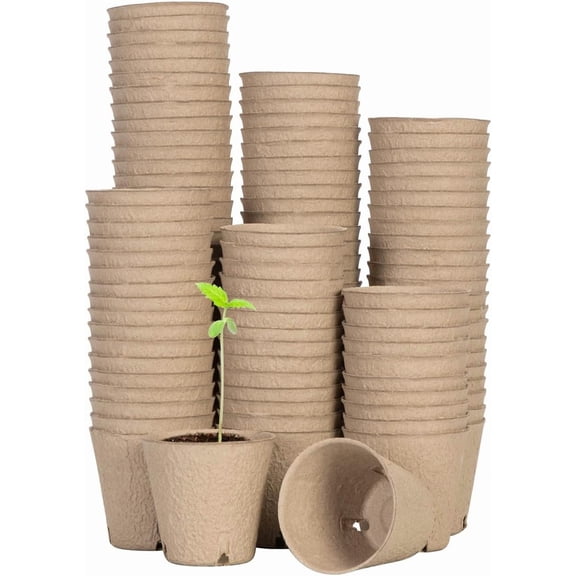 VIVOSUN Peat Pots, 120 Packs 3.15-Inch Seed Starting Pots with Drainage Holes, Round Nursery Pot, 20 Plant Labels for Flowers, Plants, Vegetables, 120Pcs