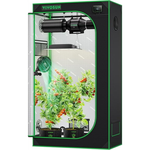 VIVOSUN S326 36"x20"x63" Grow Tent, High Reflective Mylar with Observation Window and Floor Tray for Hydroponics Indoor Plant for VS1000/VS2000