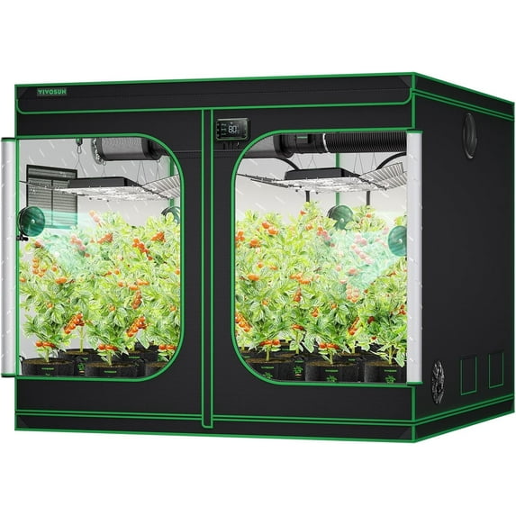 VIVOSUN S888 8x8 Grow Tent, 96"x96"x80" High Reflective Mylar with Observation Window and Floor Tray for Hydroponics Indoor Plant for VS4000/VSF4300