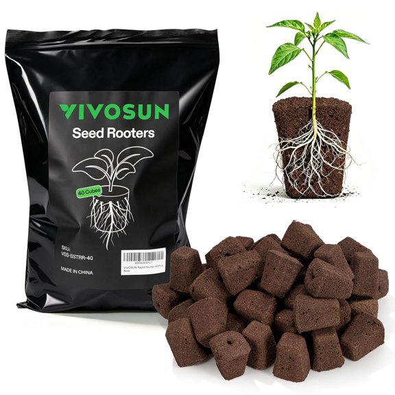 VIVOSUN Seed Rooter, Plant Starter Plugs, Support Robust Roots for Seedlings and Cuttings, 40 Cubes, Designed for VSeed Smart Box & Seed Starter Trays