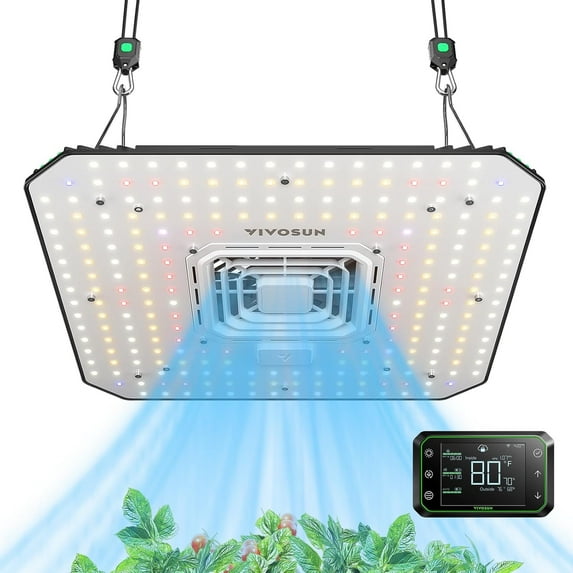 VIVOSUN Smart Grow System with The AeroLight A100, 100W LED Grow Light with an Integrated Circulation Fan and The GrowHub E42 Temperature and Humidity WiFi-Controller, Build Intelligent Grow Tents