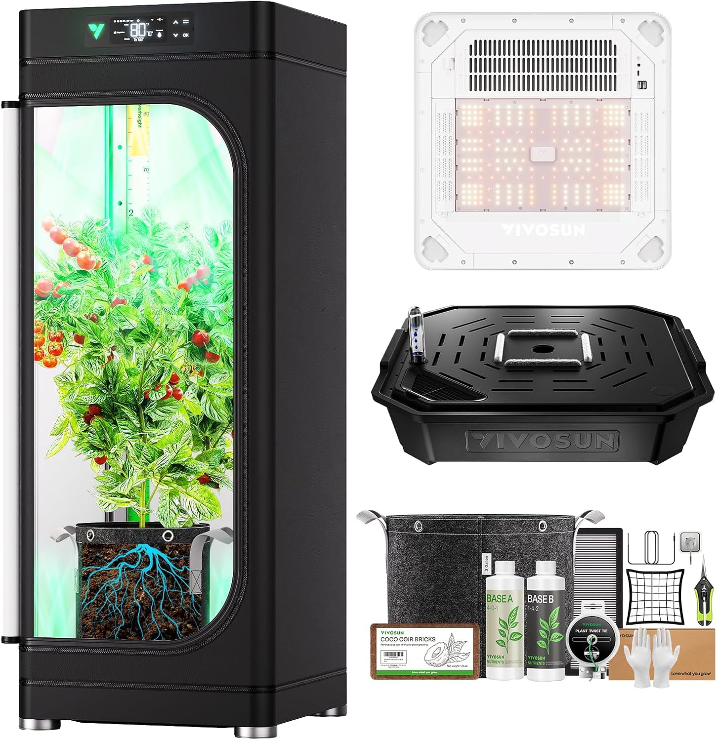 VIVOSUN VGrow All-in-One Smart Grow Box,Professional System with Samsung LM301H EVO Grow Light, Advanced Circulation & Ventilation System, Irrigation, Nutrient, Magnetic Window for Indoor Hydroponics