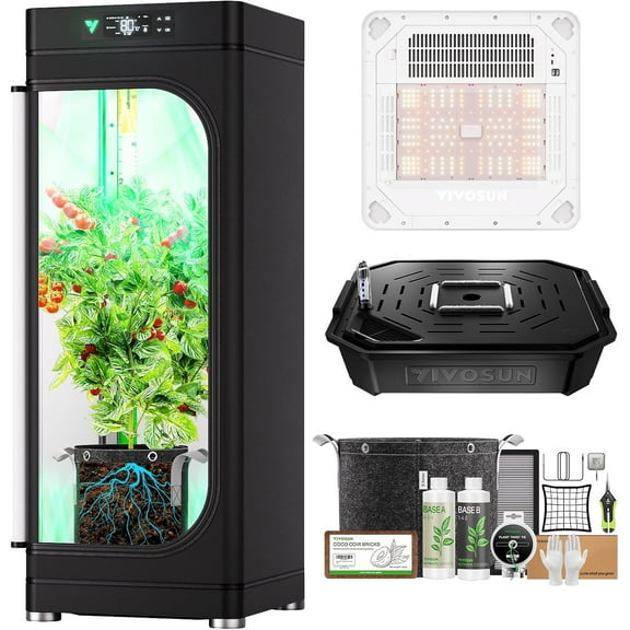 VIVOSUN VGrow All-in-One Smart Grow Box,Professional System with Samsung LM301H EVO Grow Light, Advanced Circulation & Ventilation System, Irrigation, Nutrient, Magnetic Window for Indoor Hydroponics