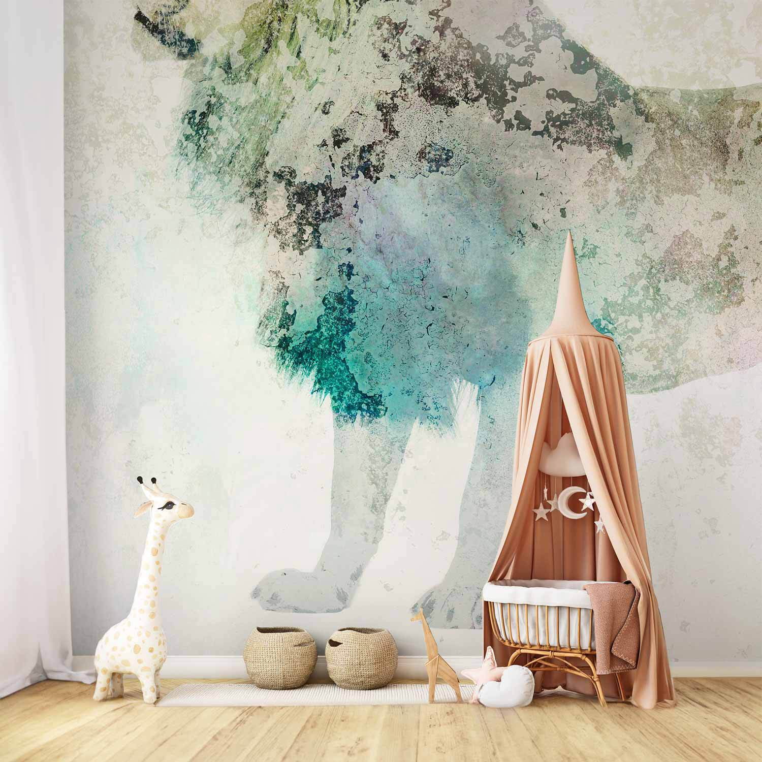 VIVYET Wall Mural - King of the animals - lion on a solid textured ...