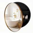 thumbnail image 1 of VIWILII Round Medicine Cabinet with Mirror, 20x20 Inch, Brushed Gold, Surface Mount Bathroom Storage with 2 Fixed Shelves, 1 of 8