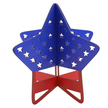 VIWING Independence Day Wooden Star Table Decoration Red White and Blue Decor