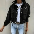 thumbnail image 1 of VIWORLD Women's Casual Stand Collar Long Sleeve Jacket with Button & Zipper Closure - Two Large Pockets & Drawstring Hem Short Jacket for Spring/Fall, 1 of 4
