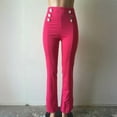 thumbnail image 1 of VIWORLD Women's Double-Breasted High Waist Wide Leg Elegant Flared Trousers with Button Detail for Business Rose Red，L, 1 of 4