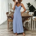 thumbnail image 1 of VIWORLD Women's Elegant Sleeveless Jumpsuit V-Neck Wide Leg Pants with Back Bow Vintage Style Beachwear Blue，2XL, 1 of 7