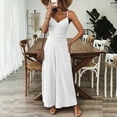 thumbnail image 1 of VIWORLD Women's Elegant Sleeveless Jumpsuit V-Neck Wide Leg Pants with Back Bow Vintage Style Beachwear White，S, 1 of 7