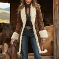 thumbnail image 1 of VIWORLD Women's Elegant Winter Coat with Plush Lining - Faux Fur Collar Long Trench Jacket, Retro Style Dark Brown，S, 1 of 6