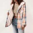 thumbnail image 1 of VIWORLD Women's Fleece Lined Plaid Flannel Shacket, Hooded Button-Down Coat with Flap Pockets for Fall Pink，M, 1 of 8