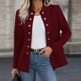 thumbnail image 1 of VIWORLD Women's Solid Color Stand Collar Double Breasted Long Sleeve Blazer Cardigan Office Casual Jacket For Spring&Fall, 1 of 6