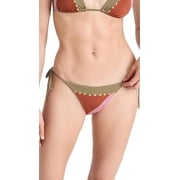 VIX Swimwear Womens Solid Block Tie Side Full Bikini Bottoms - Small