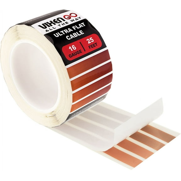 VIXEN GO Hidden Flat Wire 4 Conductor 16 Gauge Paintable Cable for Audio Speakers, Smart Doorbell, LED LIGHTING, LOW Voltage Appliances 25FT