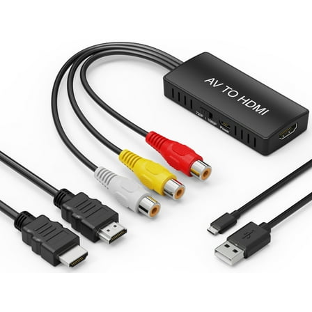 VIXLW RCA to HDMI Converter, AV to HDMI Converter, 1080P Mini Composite to HDMI Adapter Support PAL/NTSC for PC, Laptop, TV