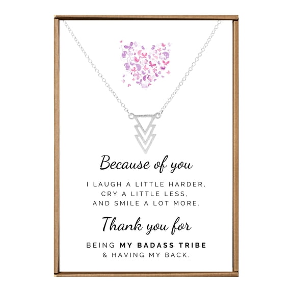 VIY Personal Card Best Friend Necklace for Women Silver Triangle Pendant