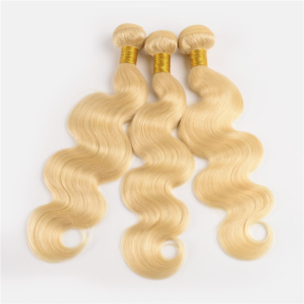 VIYA Body Wave Remy Hair Weave 613 Blonde 100% Unprocessed Brazilian Human Hair Weft Extension  for Women 12 Inch 3 Bundles/Pack