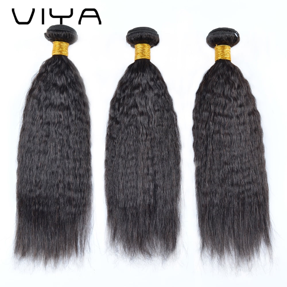 VIYA Kinky Straight Bundles Human Hair Brazilian Straight Hair Bundles ...
