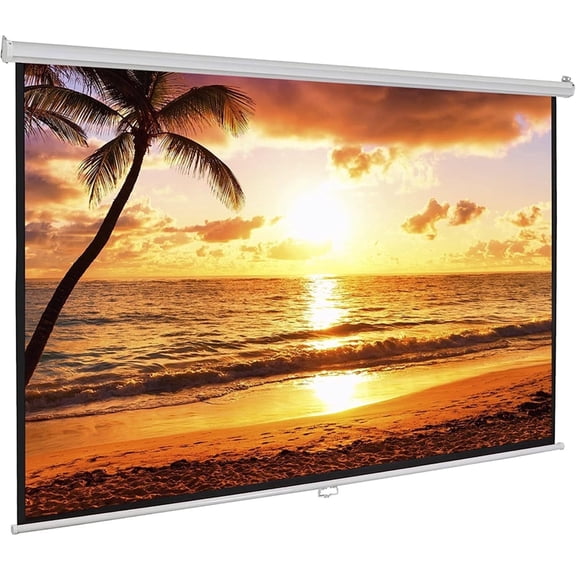 GAINVANE Manual Pull Down Projector Screen, 84 inch 16:9 HD Retractable Projector Screens,Black
