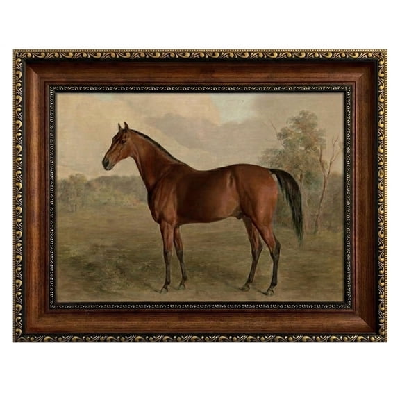 PORMIPONE Vintage Horse Wall Art, 16x24in Framed Canvas, Classical Horse Painting with Antique Bronze PS Frame, Farmhouse Rustic Decor