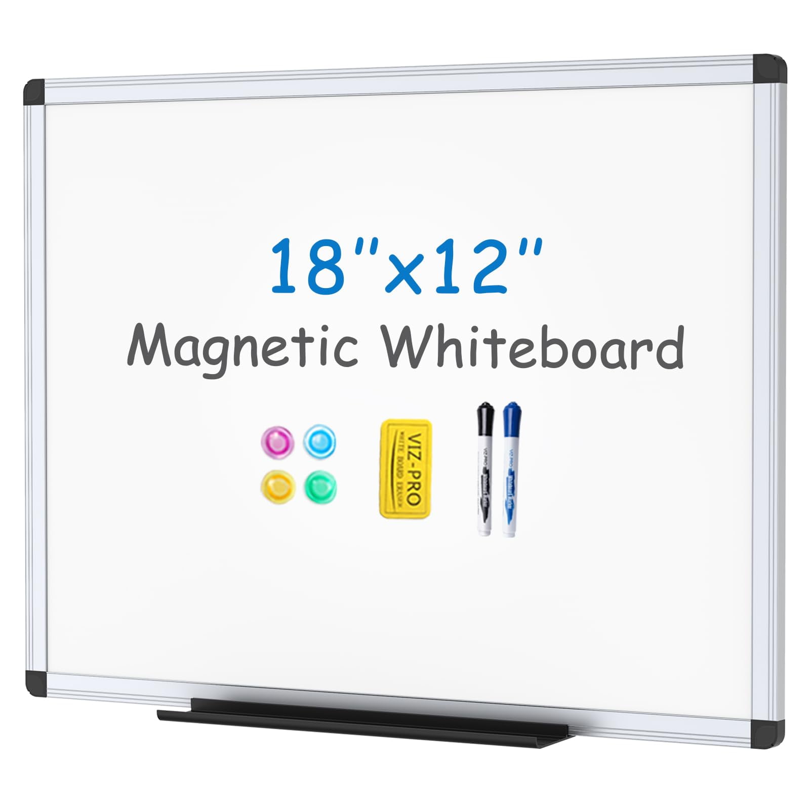 VIZ-PRO Magnetic Dry Erase Board - 60x48 Inches, 2 Pack, Silver Aluminum Frame - Includes Markers