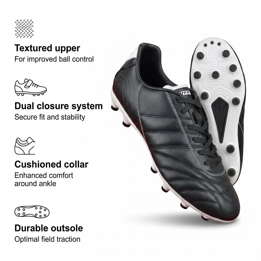 Vizari Classico FG Soccer Cleats for Boys & Girls – Youth Leather Firm Ground Athletic Shoes | Superior Traction & Lightweight Support