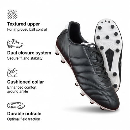 Vizari Classico FG Soccer Cleats for Boys & Girls – Youth Leather Firm Ground Athletic Shoes | Superior Traction & Lightweight Support
