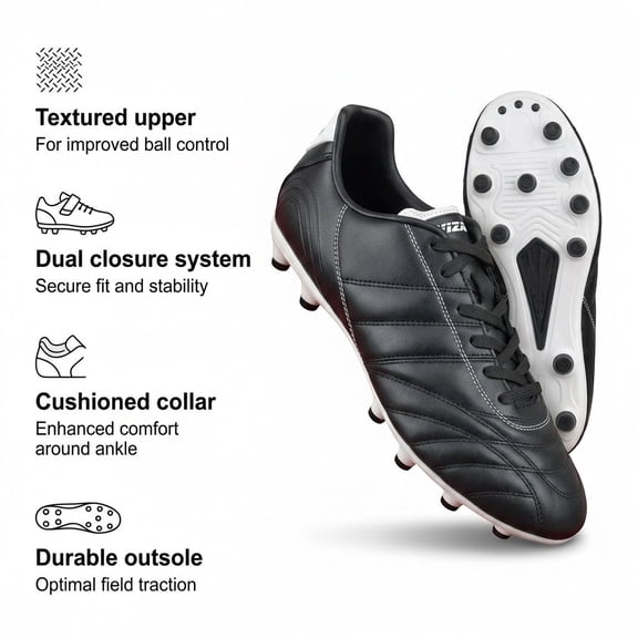 Vizari Classico FG Soccer Cleats for Boys & Girls – Youth Leather Firm Ground Athletic Shoes | Superior Traction & Lightweight Support