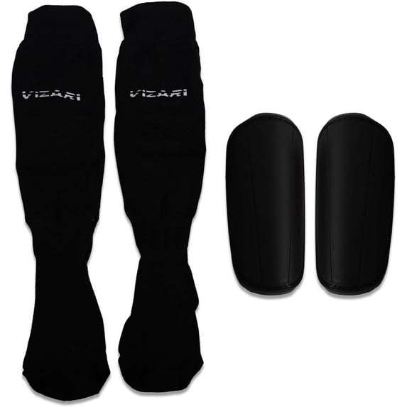 Vizari Youth Soccer Shin Guard with Sock and Removable Shell | Boys and Girls Soccer Shin Guard Socks with Air-Cooled Design - Black, XS