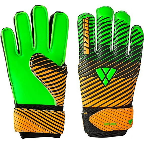VIZARI Sports Saturn Soccer Goalie Goalkeeper Gloves Size 9 Green for Kids Youth & Boys, Football Gloves with Grip Boost Padded Palm and fingersave Flat Cut Construction