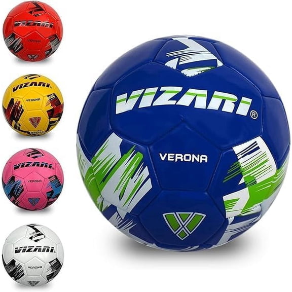 Vizari Verona Soccer Ball | Sizes 3, 4, 5 | Durable TPS Shell | Perfect for Training & Matches | Indoor & Outdoor Play - Blue, 5