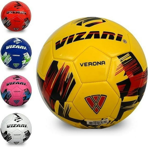 Vizari Verona Soccer Ball | Sizes 3, 4, 5 | Durable TPS Shell | Perfect for Training & Matches | Indoor & Outdoor Play - Yellow, 5