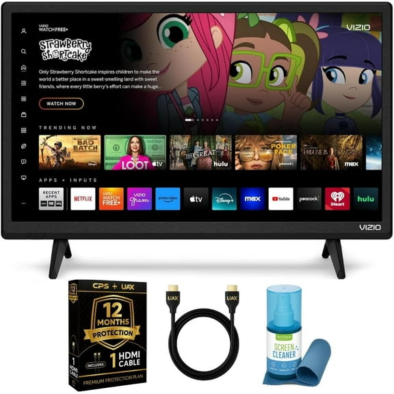 VIZIO 1080p Full HD Smart TV Bundle - Alexa Compatible, Bluetooth, HDR, HDMI VRR, ThinFrame Design w/UAX HDMI Cable, 12 Months CPS Protection, Screen Cleaner with Microfiber (24, Inches)