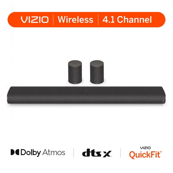 VIZIO 4.1 Pro Soundbar w/ Dolby Atmos, Wireless Surround Speakers, QuickFit Compatible (NEW 2026) SV410YW-10