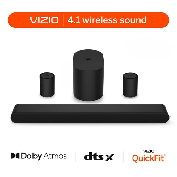 Open Box VIZIO 4.1 Soundbar w/ Dolby Atmos, Wireless Surround Speakers & Compact Subwoofer, QuickFit Compatible (NEW) SV410XW-0905