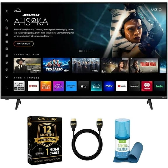 Vizio 65-Inch 4K UHD LED Smart TV Bundle - Dolby Vision, HDR10+, VRR, Bluetooth, Alexa Compatible, Voice Remote with UAX HDMI Cable, 12-Month CPS Protection and Screen Cleaner with Microfiber Cloth.