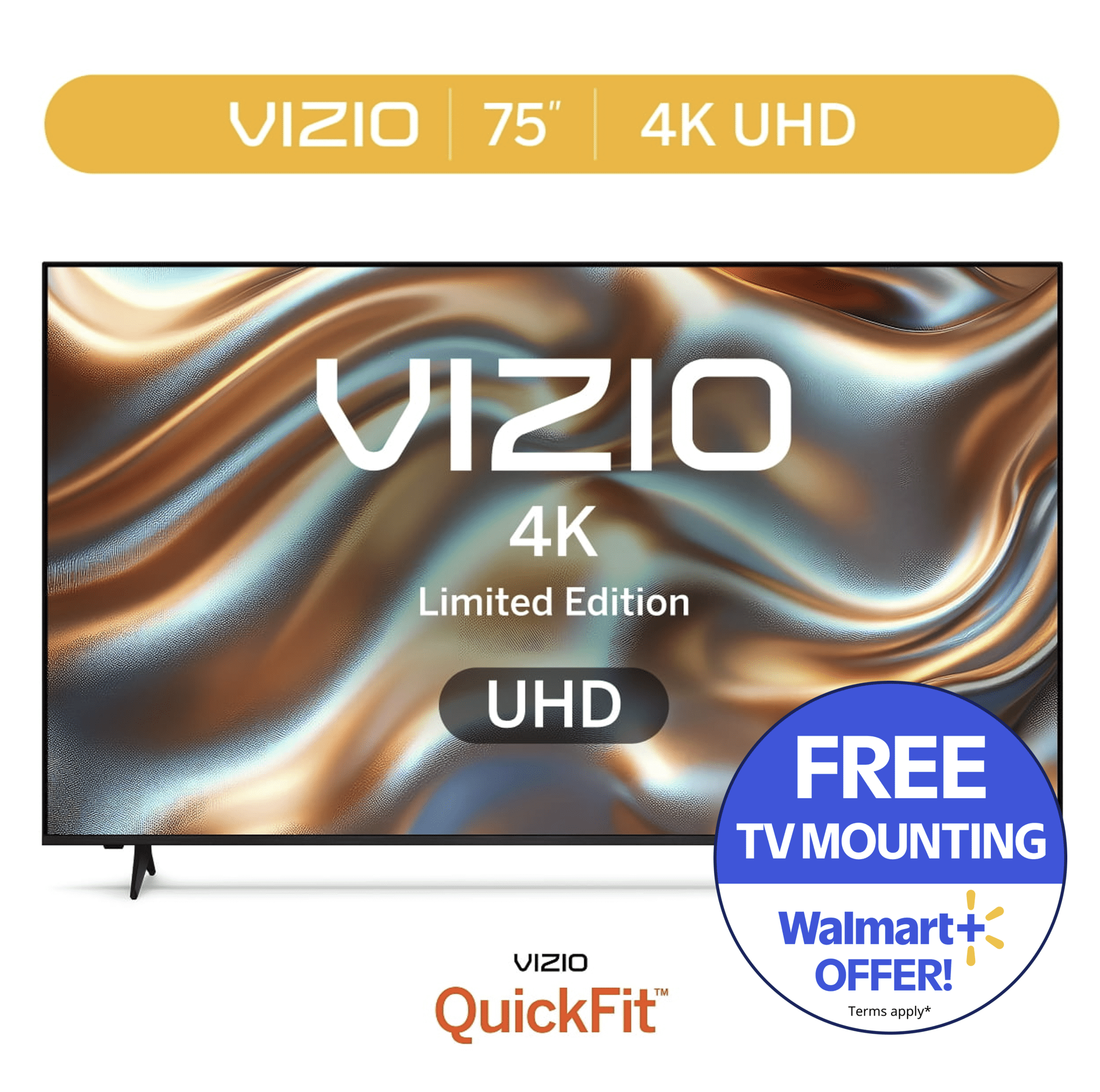Walmart daily deals:  VIZIO 75” Class 4K UHD LED HDR Limited Edition Smart TV (NEW) V4K75X-08