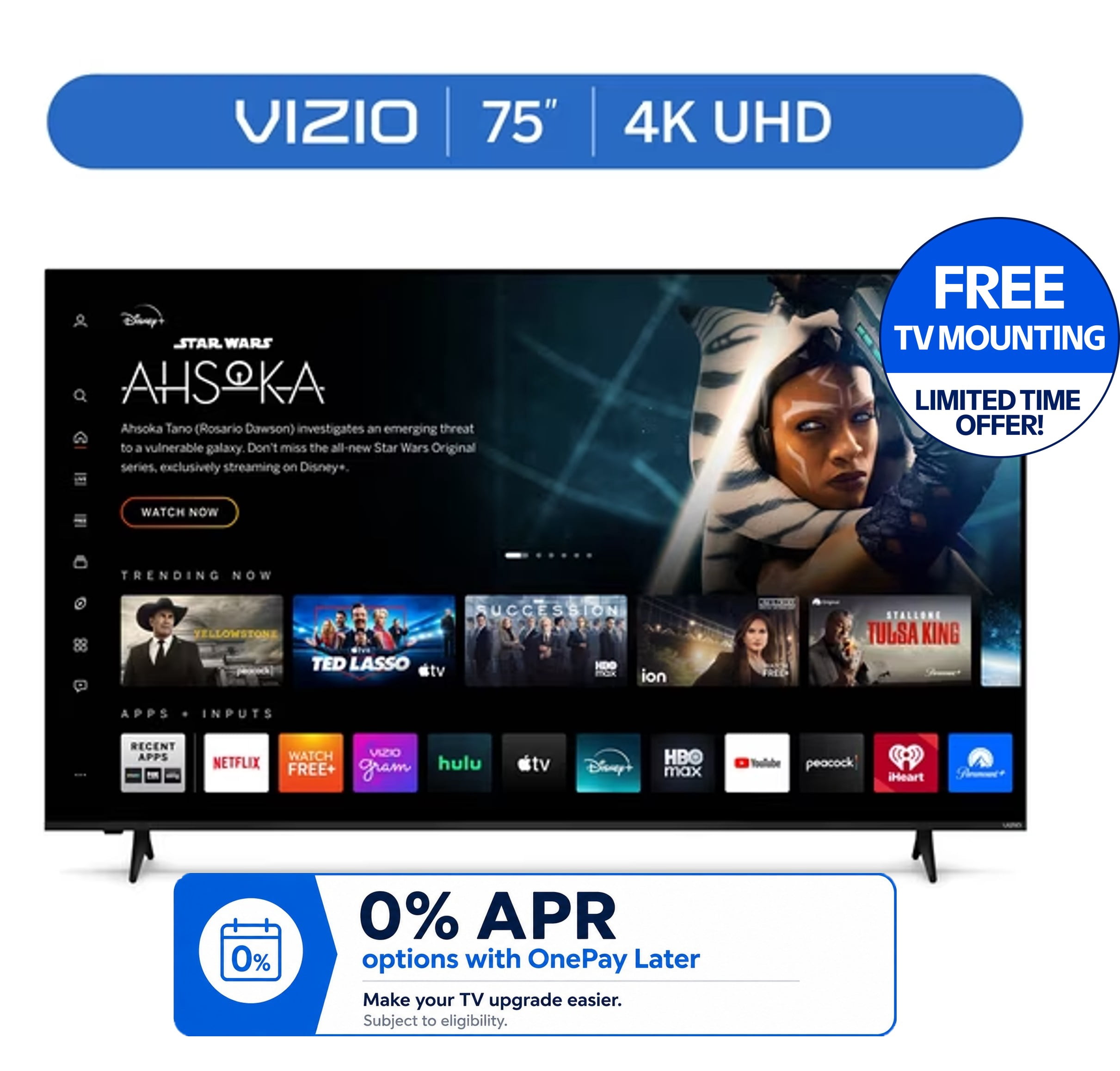 VIZIO 75 in Class 4K UHD LED HDR Smart TV, V4K75M-08 deal from Walmart