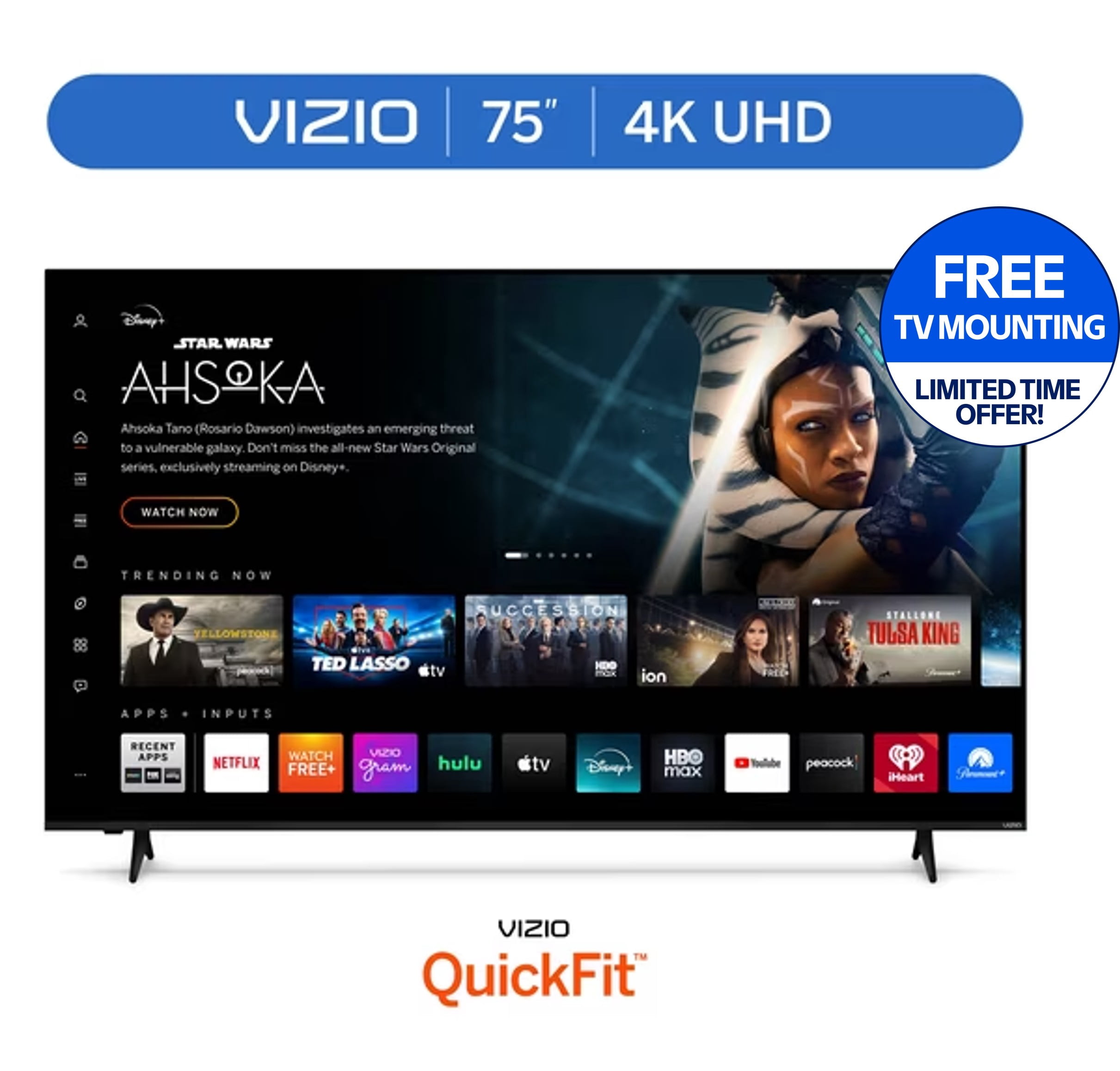 VIZIO 75 in Class 4K UHD LED HDR Smart TV, V4K75M-08